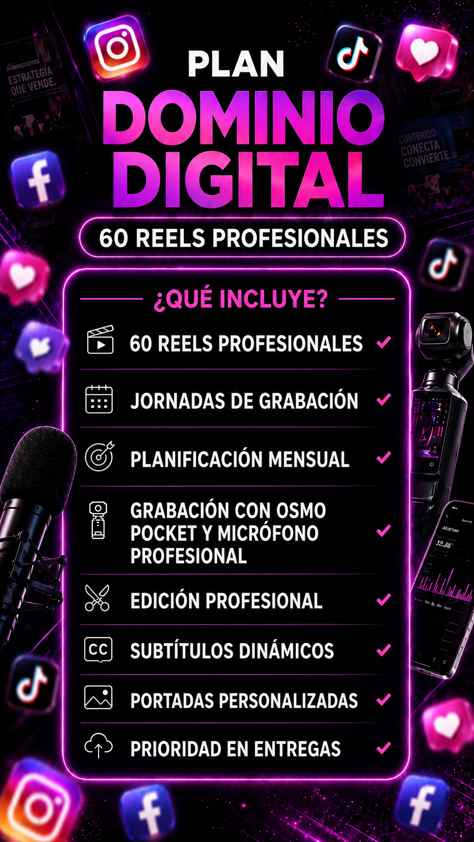 Plan Dominio Digital — 60 reels profesionales
